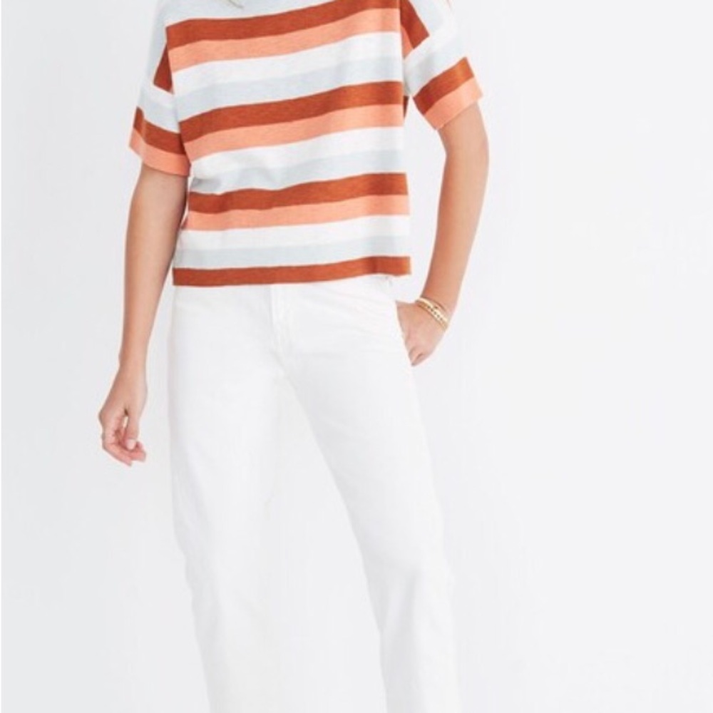 Madewell boxy tee top women small Clementine stripe